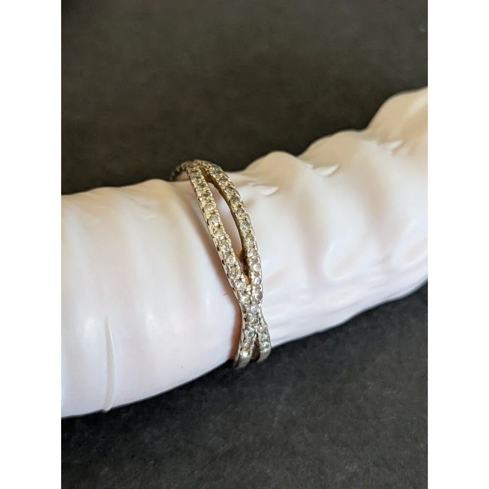 Solid Sterling IBB CZ Crossover Ring Sz. 9